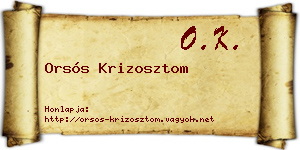 Orsós Krizosztom névjegykártya